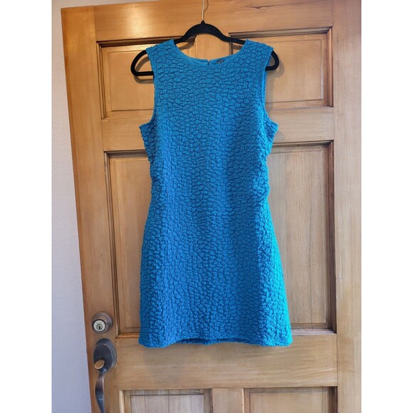 Anthropologie Textured Mini Shift Dress Turquoise Size Large - Picture 1 of 7